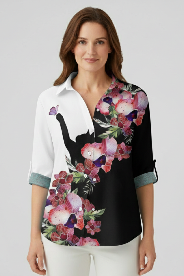 Odette | Women's Blouse | Button Closure Mandala Print