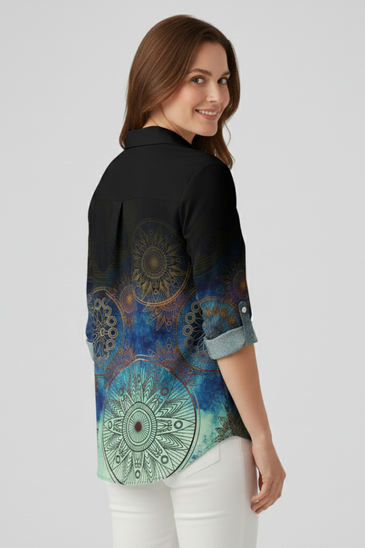 Odette | Women's Blouse | Button Closure Mandala Print