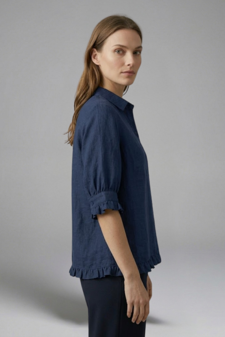 Junon | Women's Blouse | Button Closure Short Sleeves