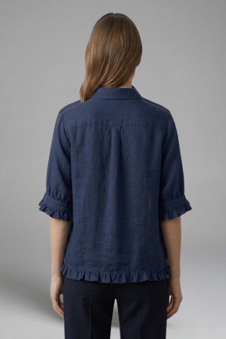 Junon | Women's Blouse | Button Closure Short Sleeves