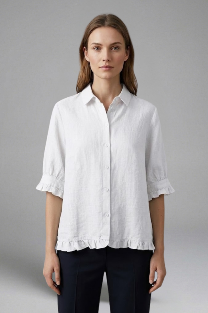Junon | Women's Blouse | Button Closure Short Sleeves