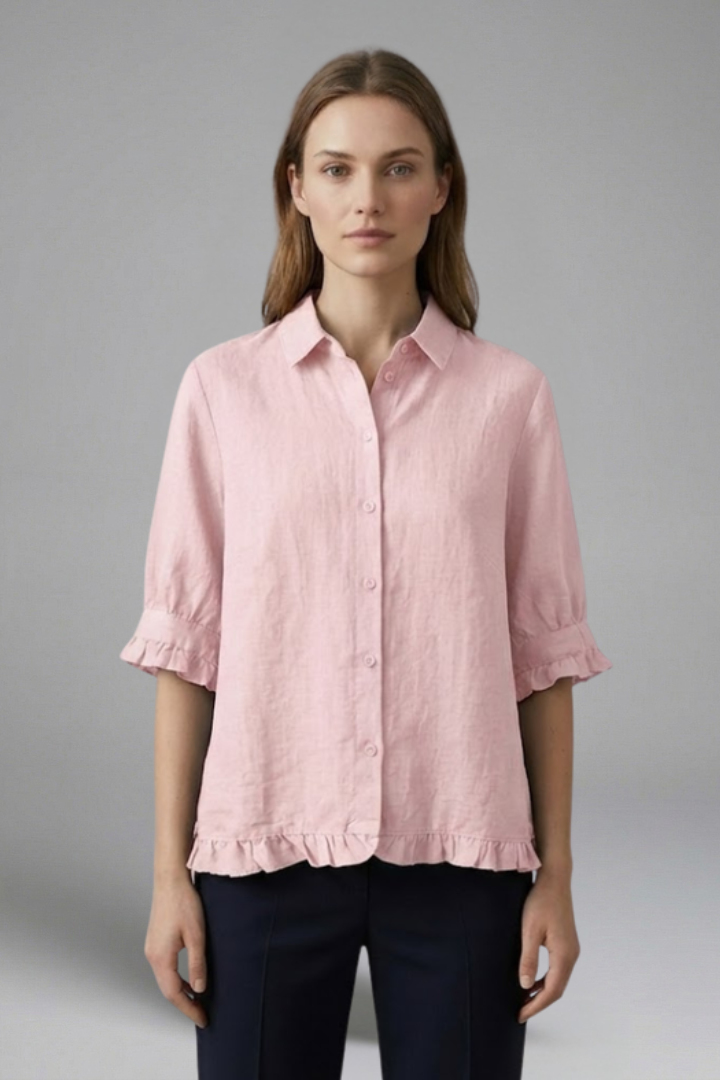 Junon | Women's Blouse | Button Closure Short Sleeves
