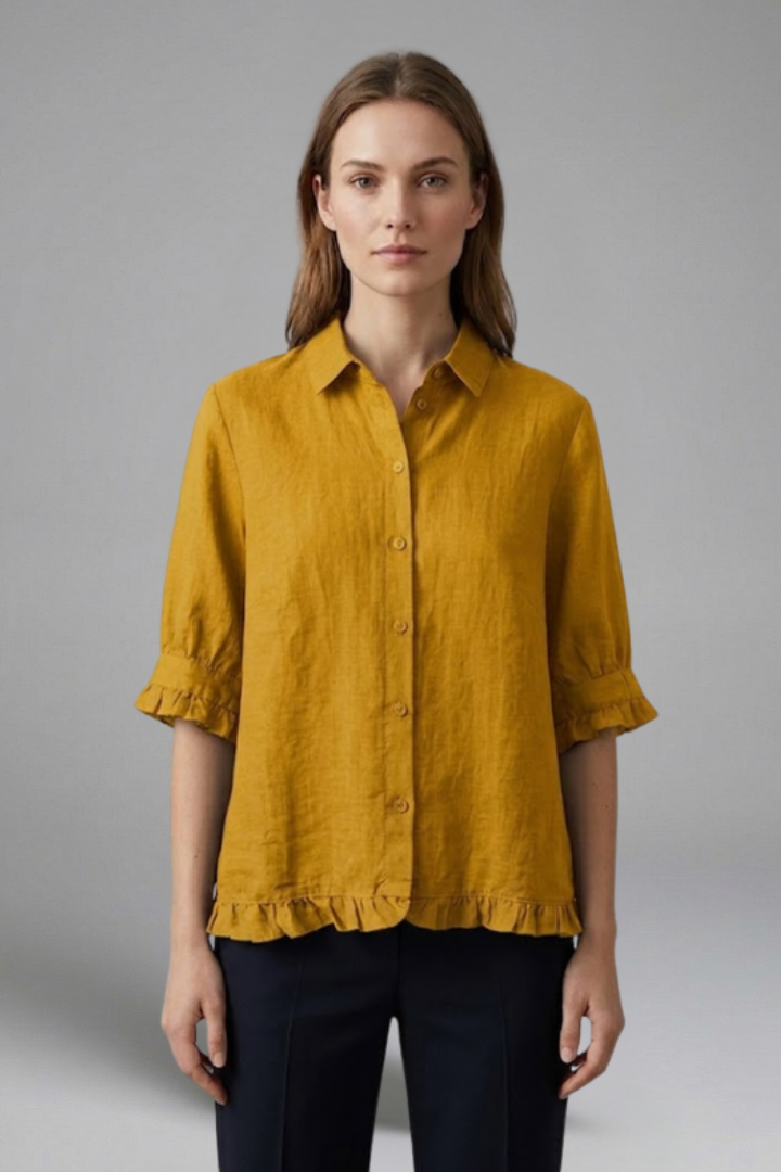Junon | Women's Blouse | Button Closure Short Sleeves