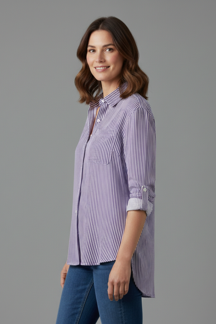 Nerys | Women's Blouse | Collar Stripe Pattern
