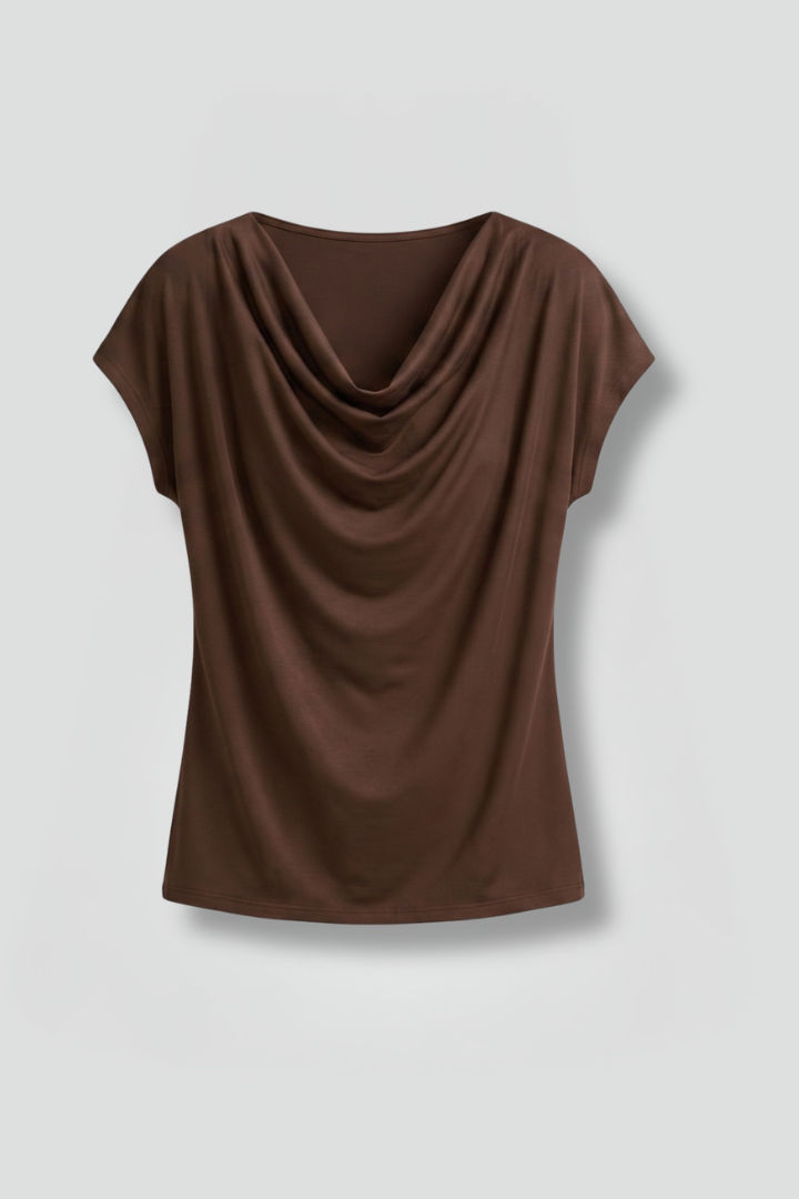 Neva | Women's Blouse | Cowl Neck Draped Front