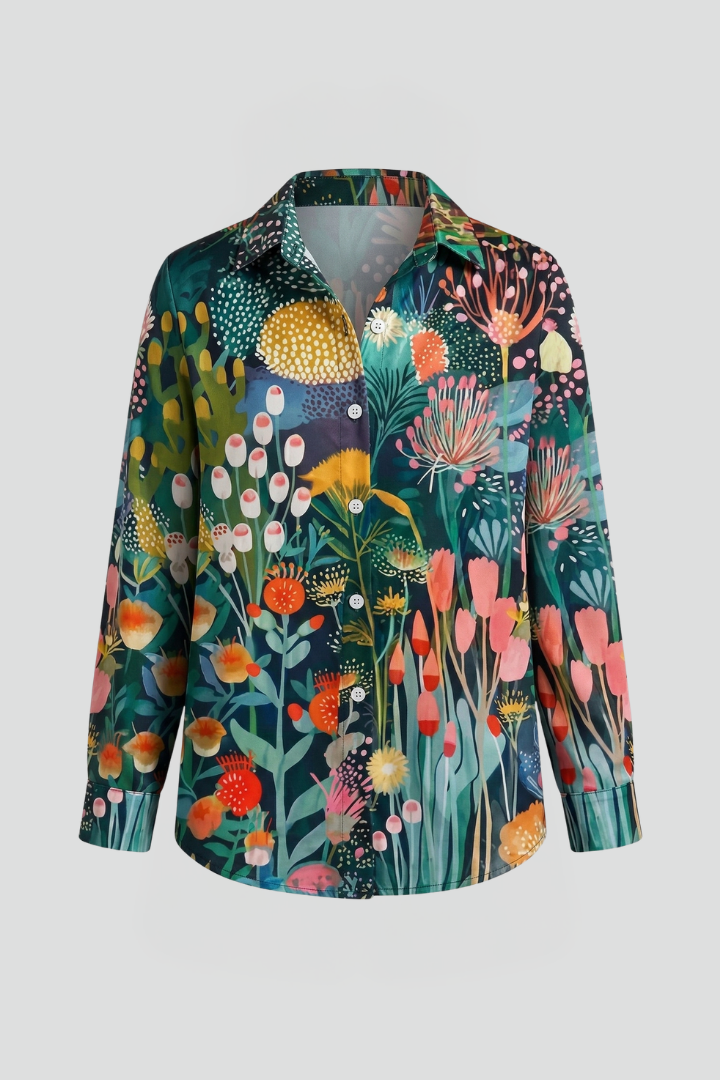 Vilma | Women's Blouse | Patterned Surface Button Closure