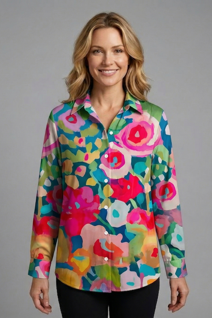 Vilma | Women's Blouse | Patterned Surface Button Closure