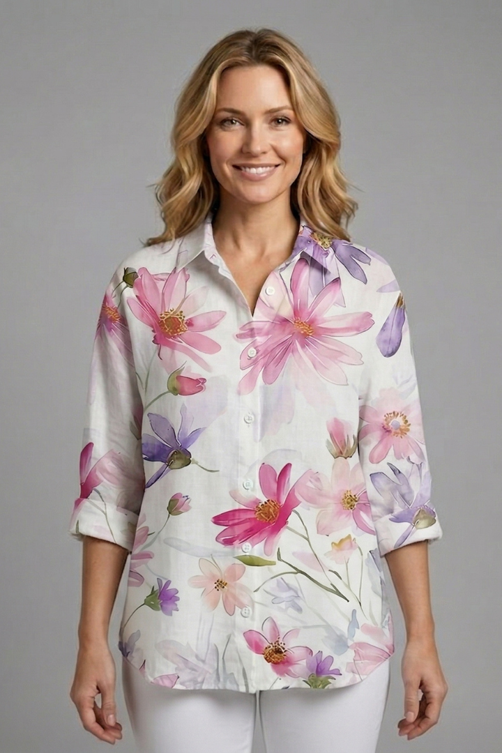 Vilma | Women's Blouse | Patterned Surface Button Closure