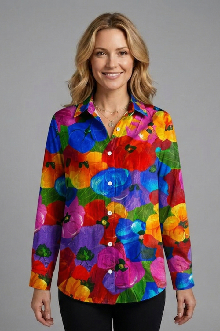 Vilma | Women's Blouse | Patterned Surface Button Closure