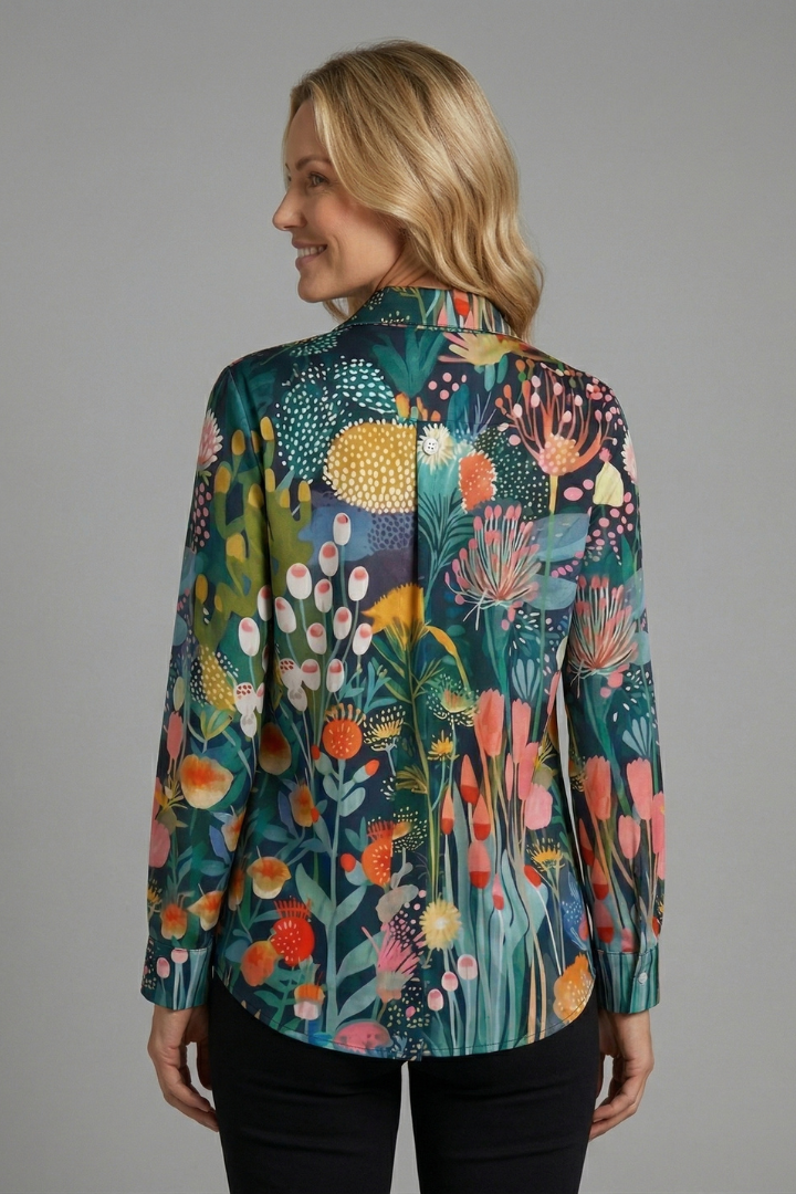 Vilma | Women's Blouse | Patterned Surface Button Closure