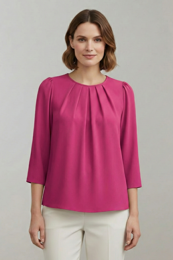 Winona | Women's Blouse | Pleated Front Long Sleeves