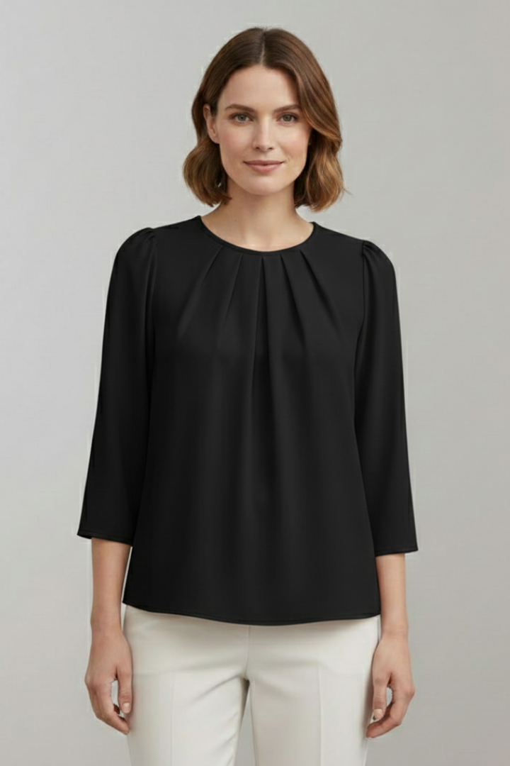 Winona | Women's Blouse | Pleated Front Long Sleeves