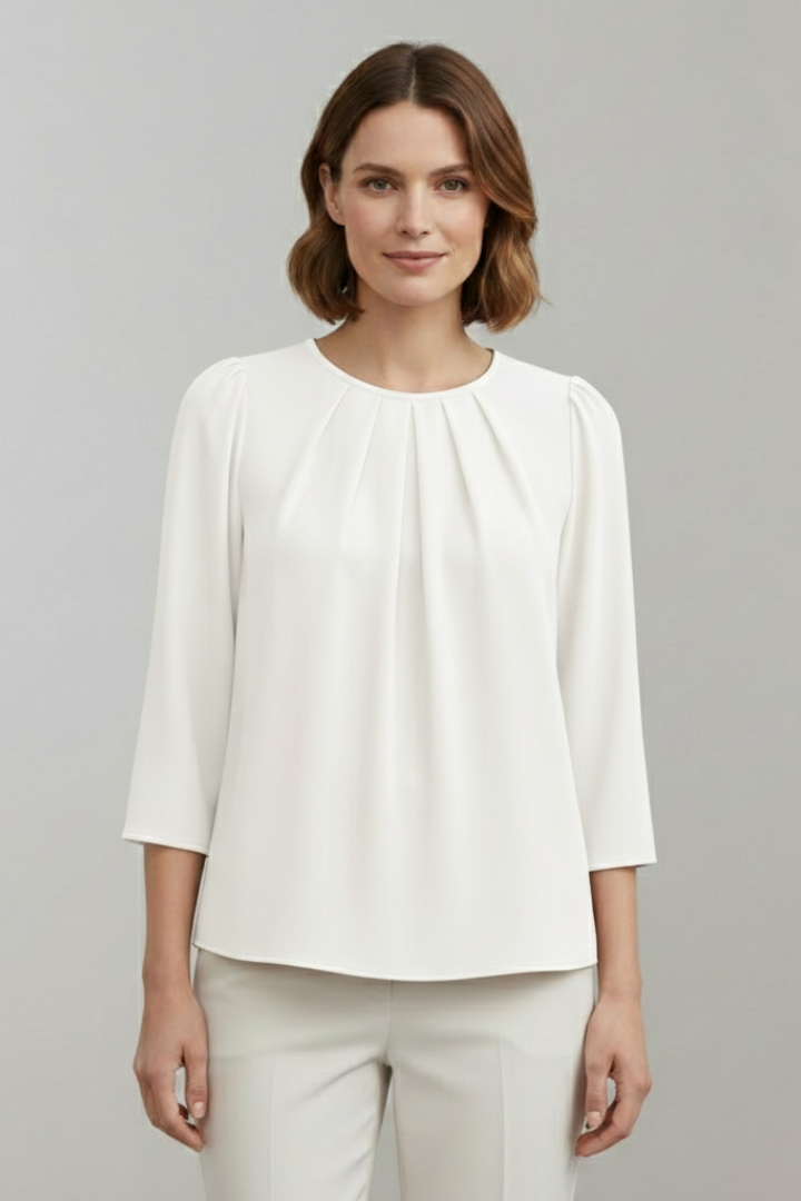 Winona | Women's Blouse | Pleated Front Long Sleeves