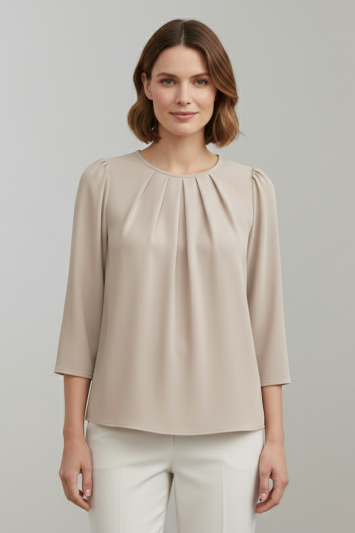 Winona | Women's Blouse | Pleated Front Long Sleeves