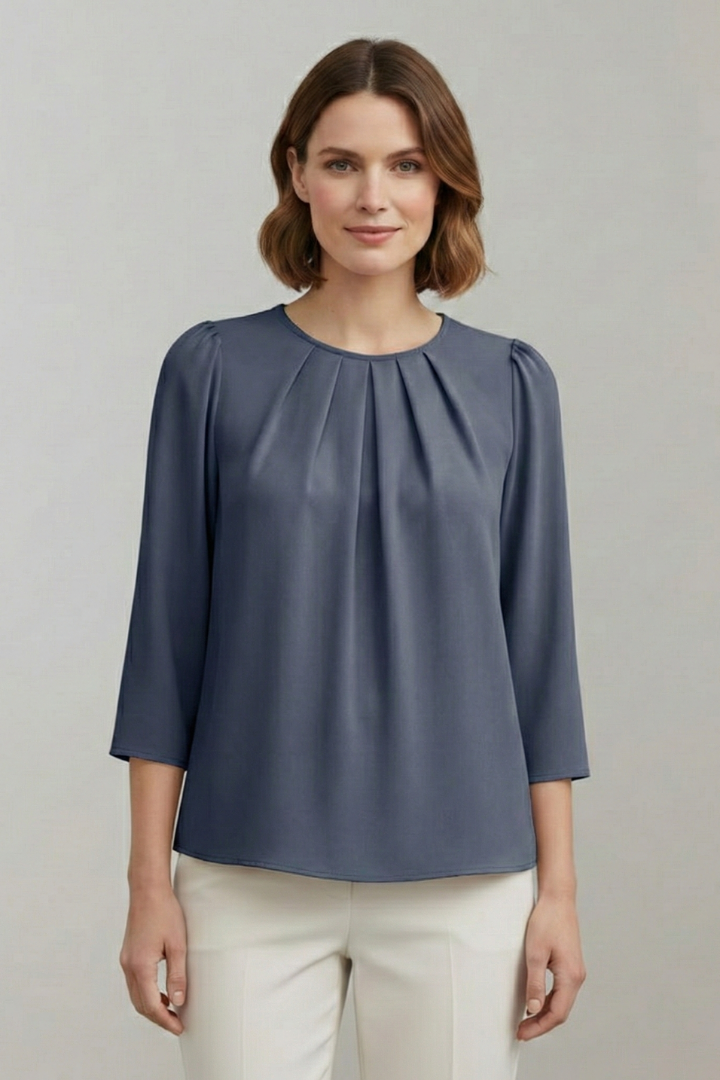 Winona | Women's Blouse | Pleated Front Long Sleeves