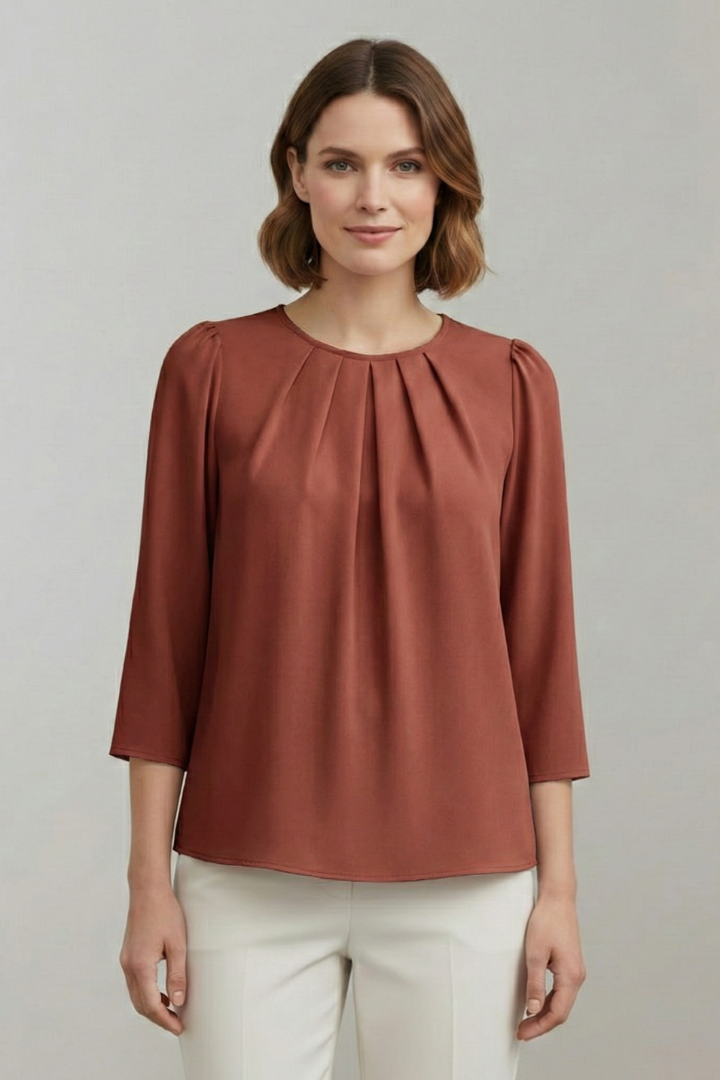 Winona | Women's Blouse | Pleated Front Long Sleeves