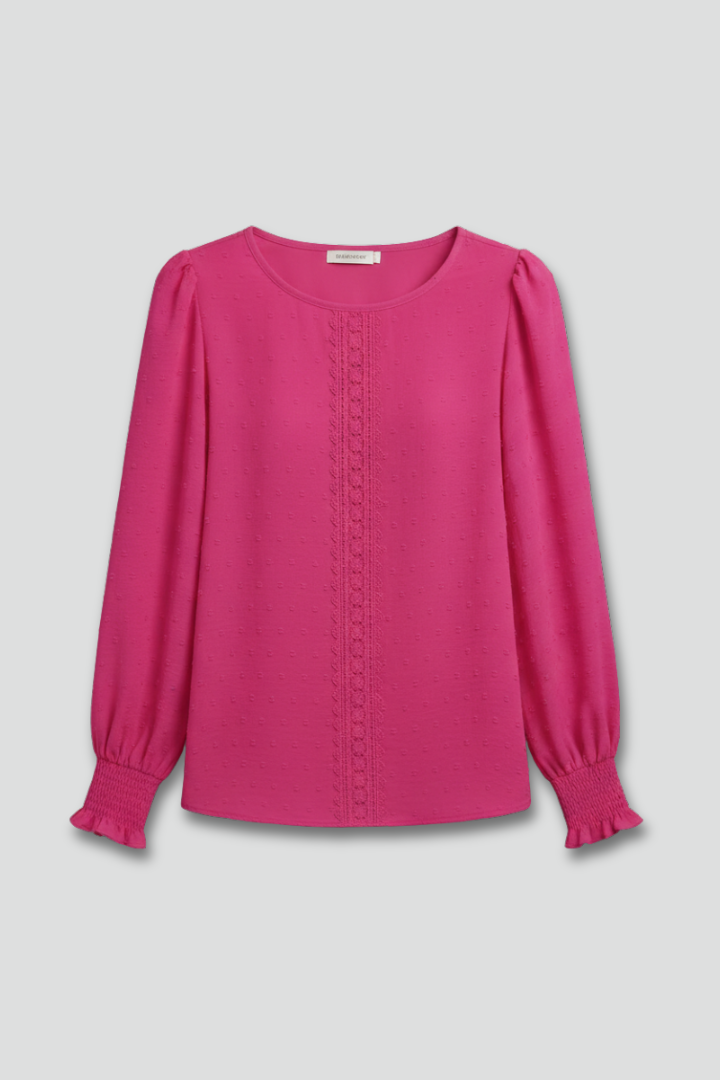 Ula | Women's Blouse | Round Neck Embroidered Detail