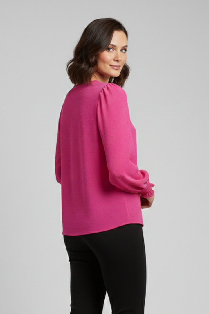 Ula | Women's Blouse | Round Neck Embroidered Detail
