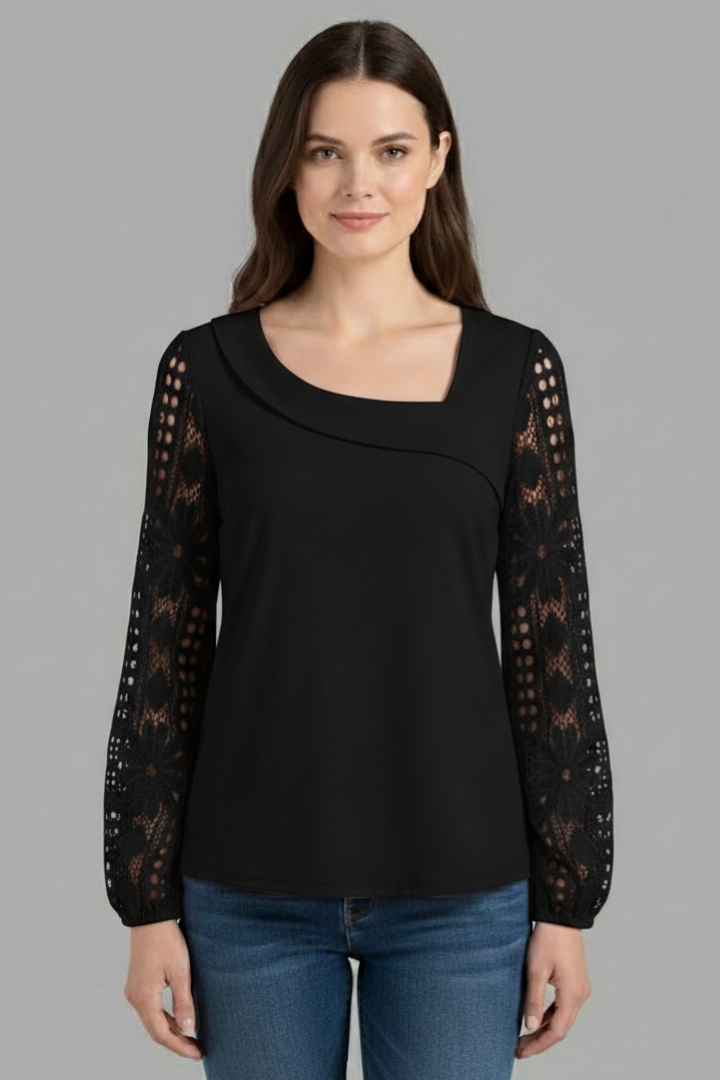 Zephine | Women's Blouse | Round Neck Lace Sleeves