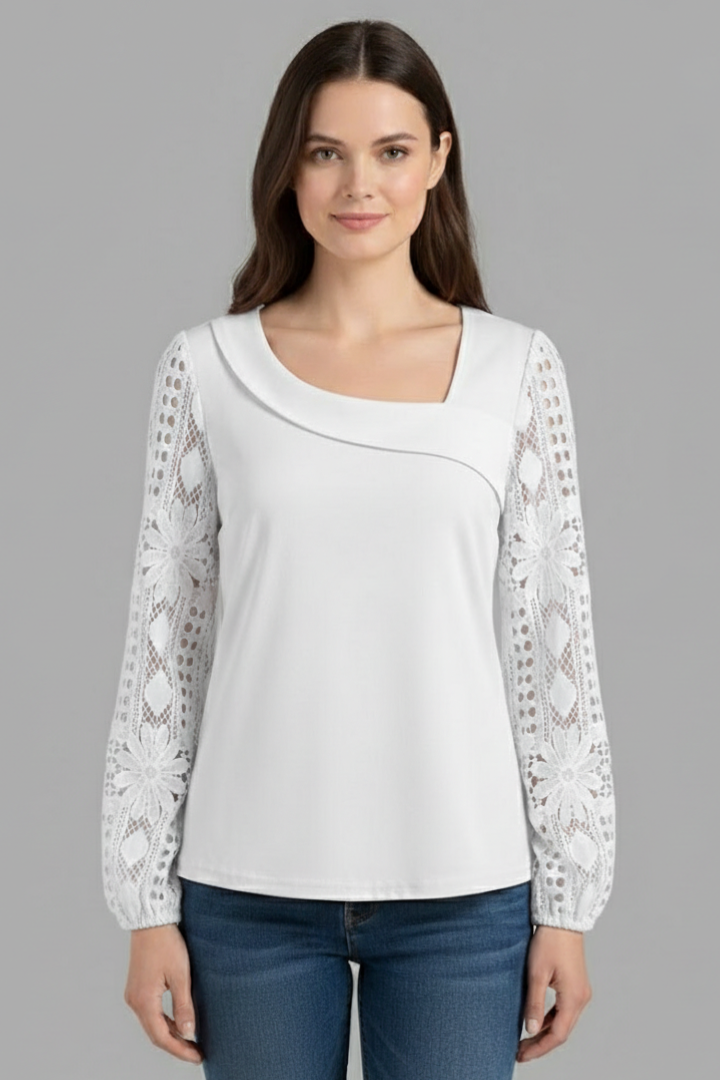 Zephine | Women's Blouse | Round Neck Lace Sleeves