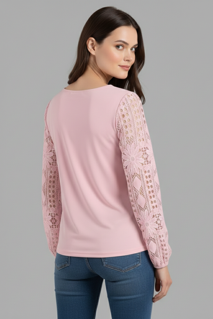 Zephine | Women's Blouse | Round Neck Lace Sleeves