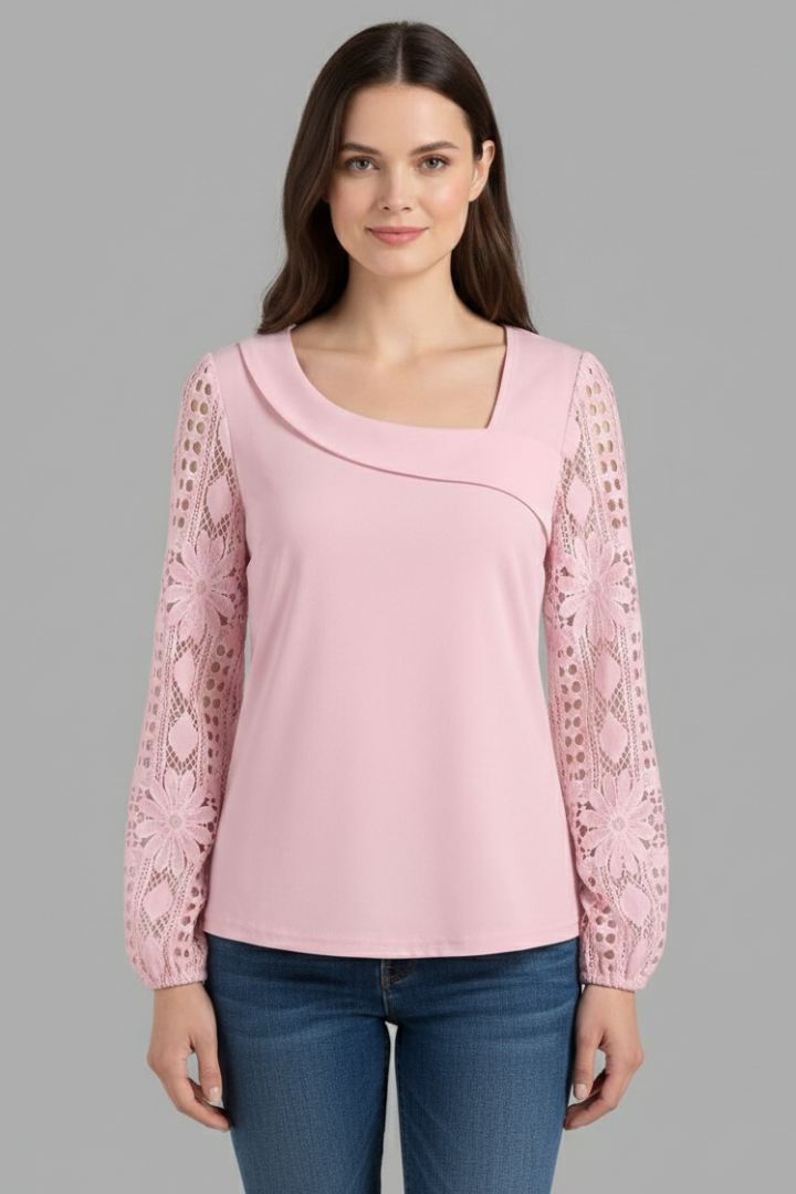 Zephine | Women's Blouse | Round Neck Lace Sleeves