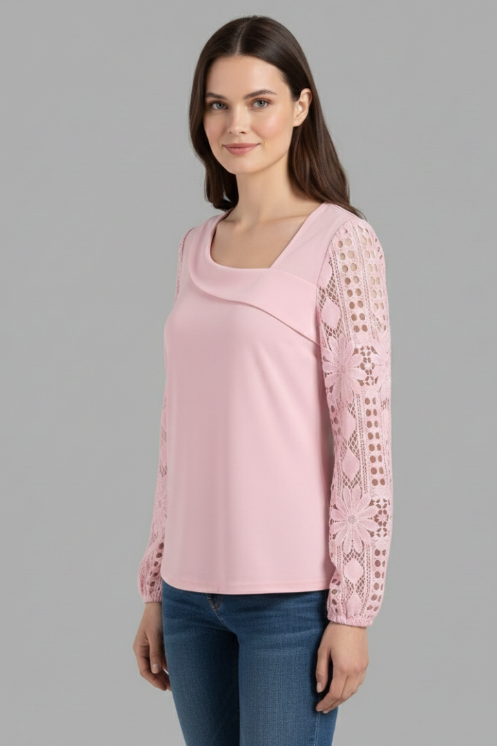 Zephine | Women's Blouse | Round Neck Lace Sleeves