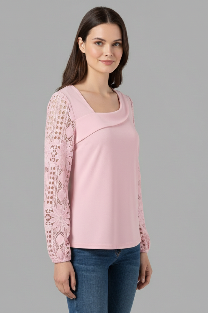 Zephine | Women's Blouse | Round Neck Lace Sleeves