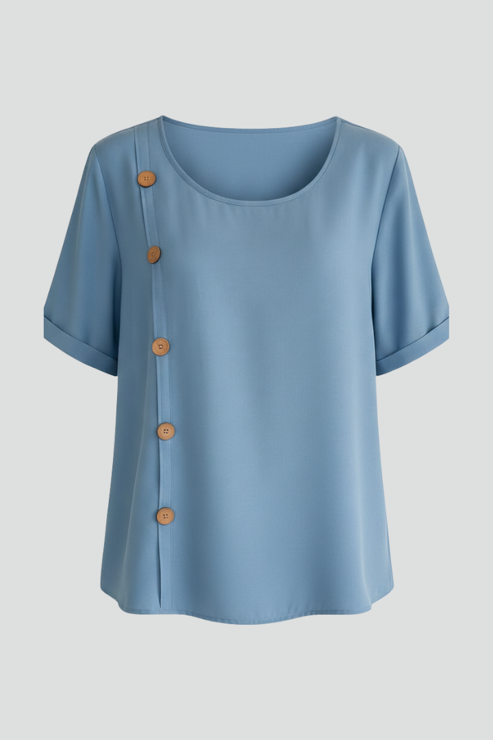 Astrea | Women's Blouse | Round Neck Side Buttons