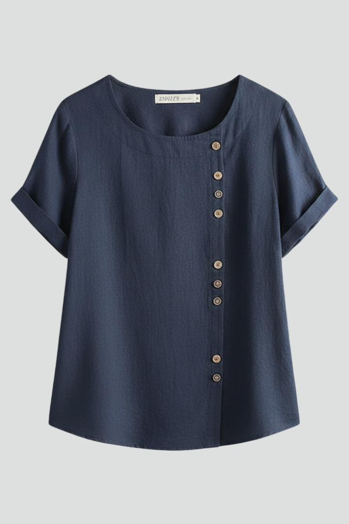 Ophelia | Women's Blouse | Round Neckline Button Detail