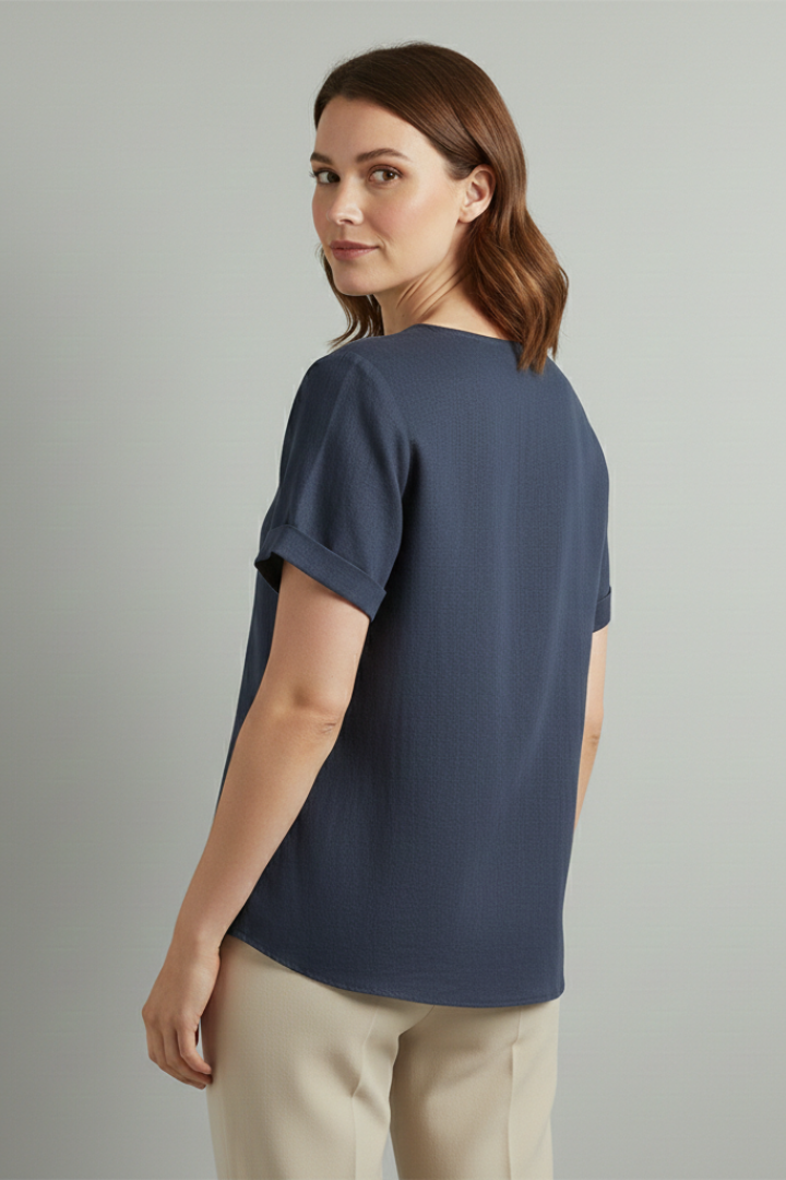 Ophelia | Women's Blouse | Round Neckline Button Detail