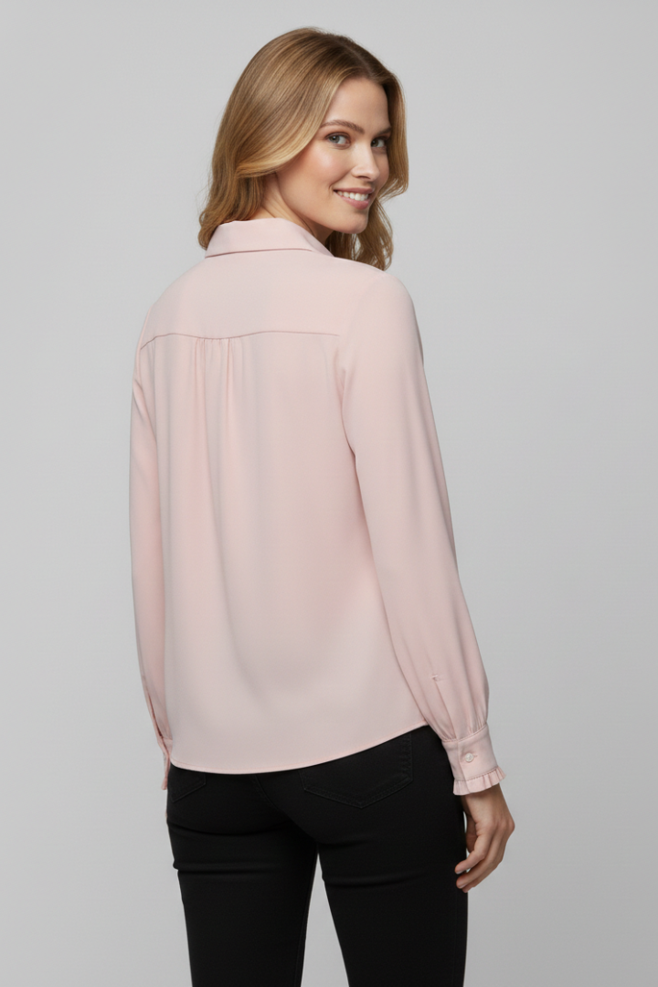 Jocasta | Women's Blouse | Ruffle Front Long Sleeves