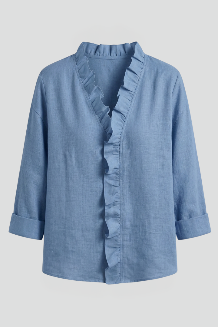 Wendel | Women's Blouse | Ruffle Neckline Long Sleeves