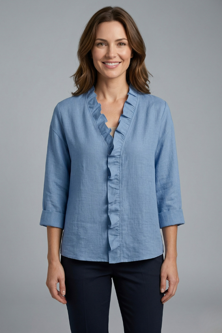 Wendel | Women's Blouse | Ruffle Neckline Long Sleeves