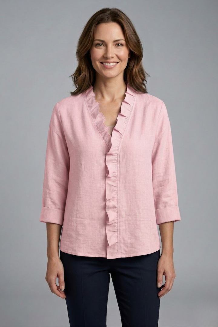 Wendel | Women's Blouse | Ruffle Neckline Long Sleeves