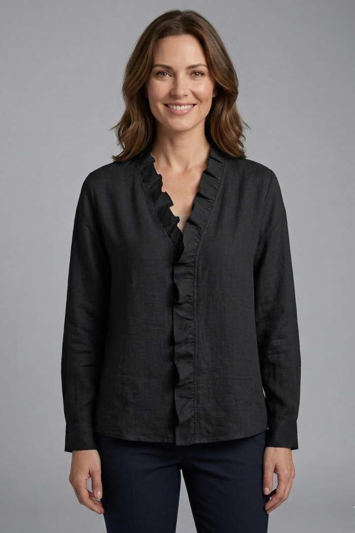 Wendel | Women's Blouse | Ruffle Neckline Long Sleeves