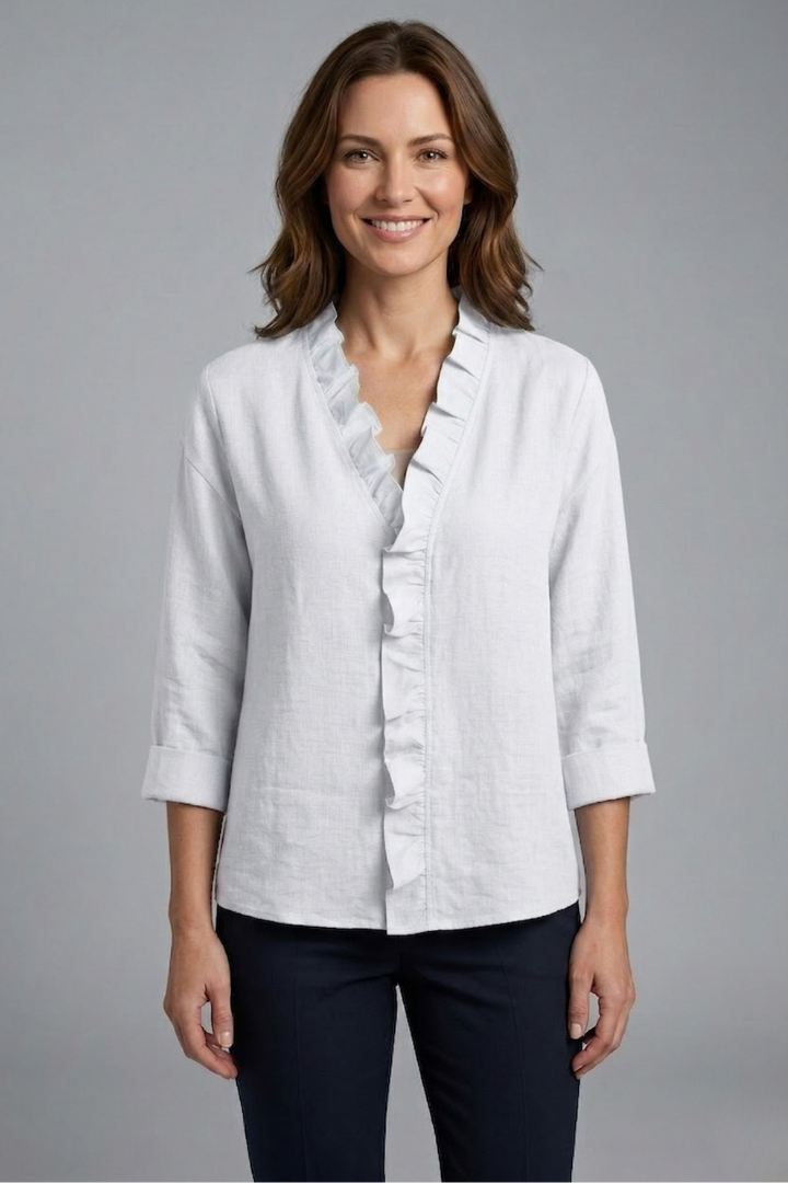 Wendel | Women's Blouse | Ruffle Neckline Long Sleeves