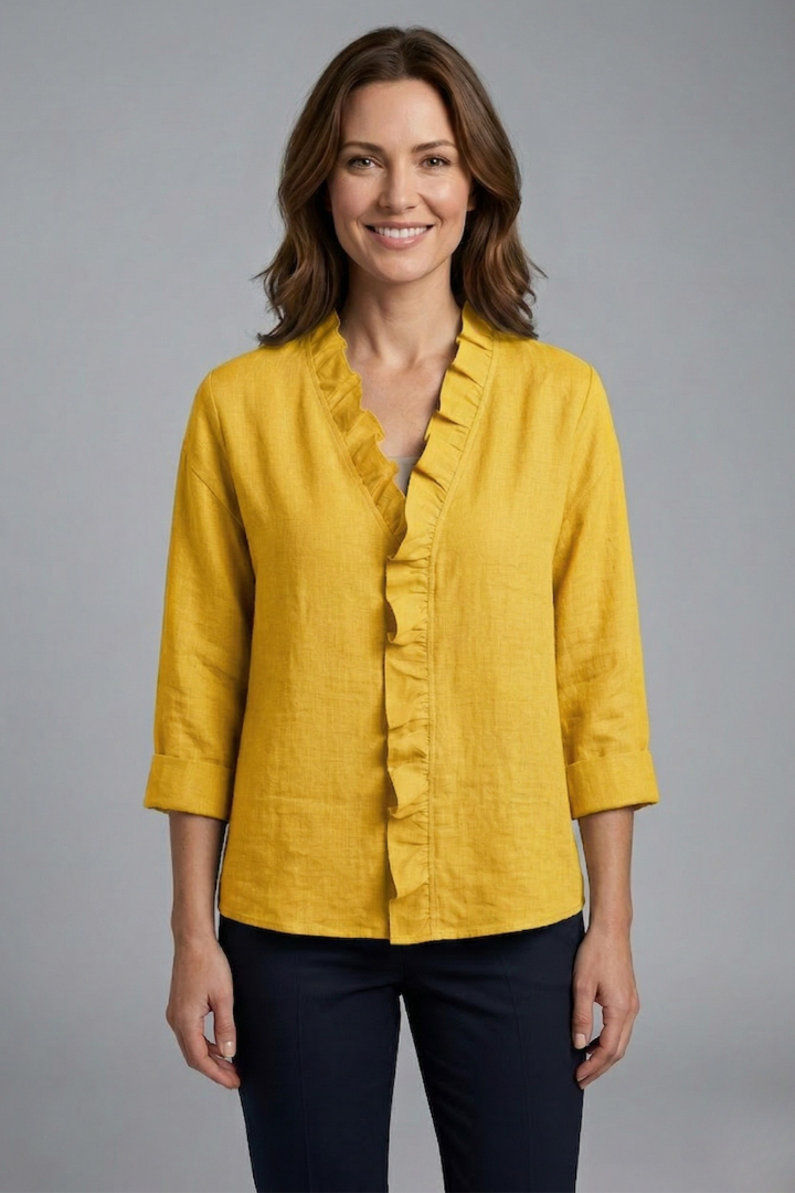 Wendel | Women's Blouse | Ruffle Neckline Long Sleeves