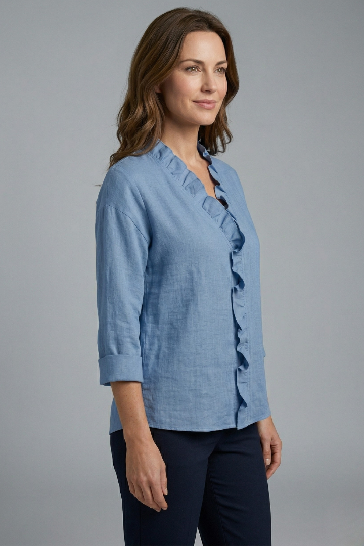 Wendel | Women's Blouse | Ruffle Neckline Long Sleeves