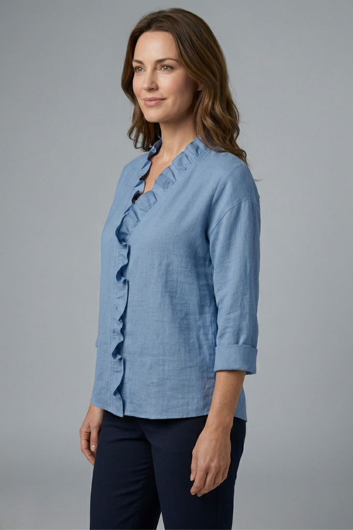 Wendel | Women's Blouse | Ruffle Neckline Long Sleeves