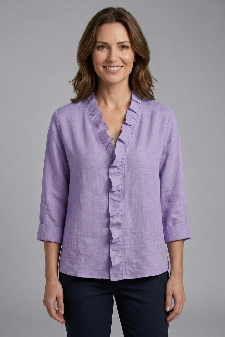 Wendel | Women's Blouse | Ruffle Neckline Long Sleeves