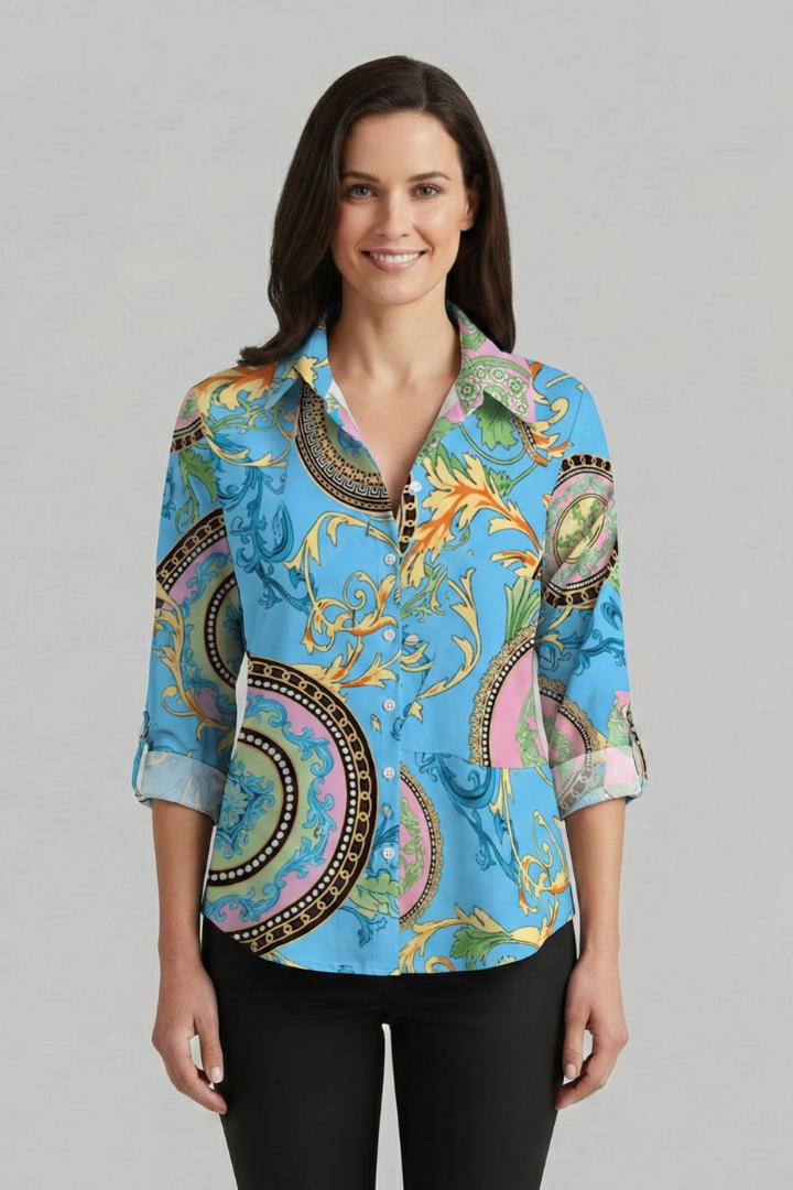 Caelia | Women's Blouse | V-Neck Long Sleeves Relaxed
