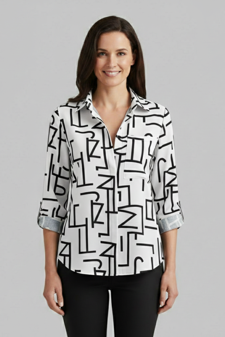 Caelia | Women's Blouse | V-Neck Long Sleeves Relaxed