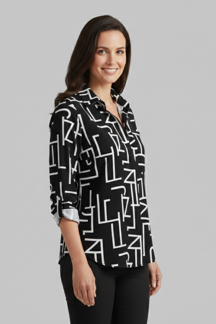 Caelia | Women's Blouse | V-Neck Long Sleeves Relaxed