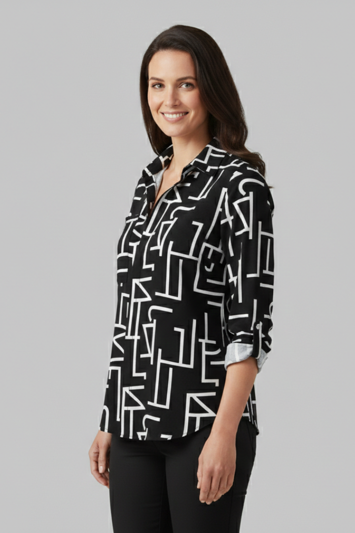 Caelia | Women's Blouse | V-Neck Long Sleeves Relaxed