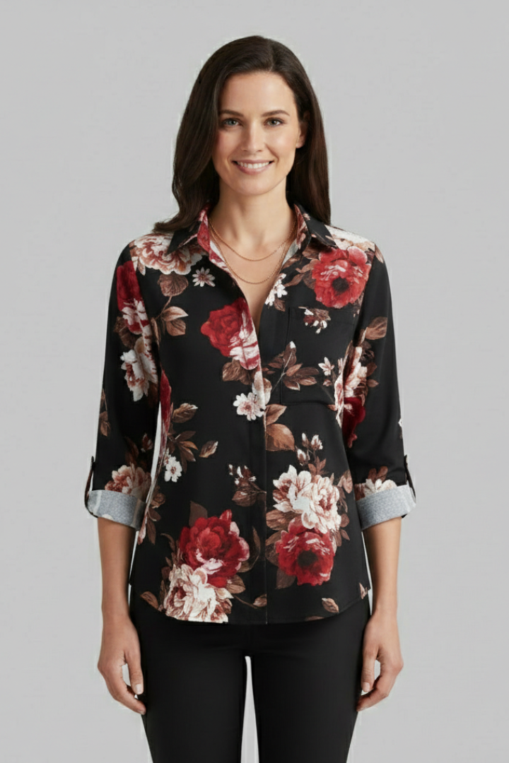 Caelia | Women's Blouse | V-Neck Long Sleeves Relaxed