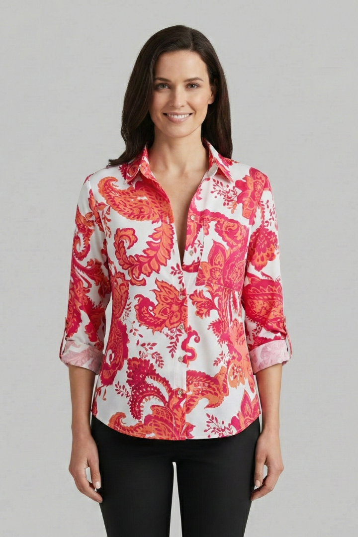 Caelia | Women's Blouse | V-Neck Long Sleeves Relaxed