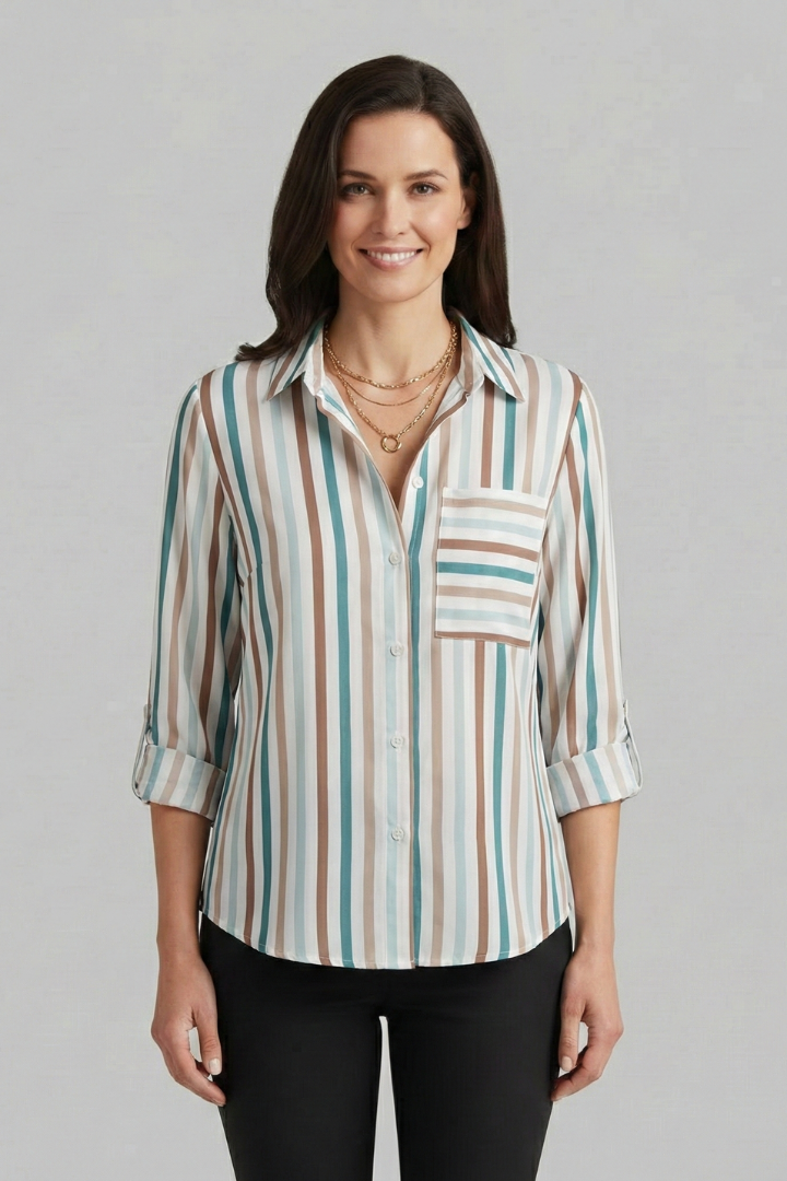 Caelia | Women's Blouse | V-Neck Long Sleeves Relaxed