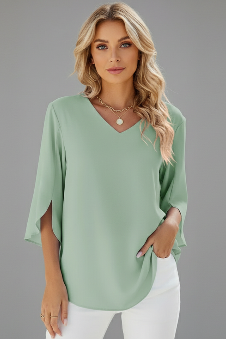 Mette | Women's Blouse | V-Neck Short Sleeves