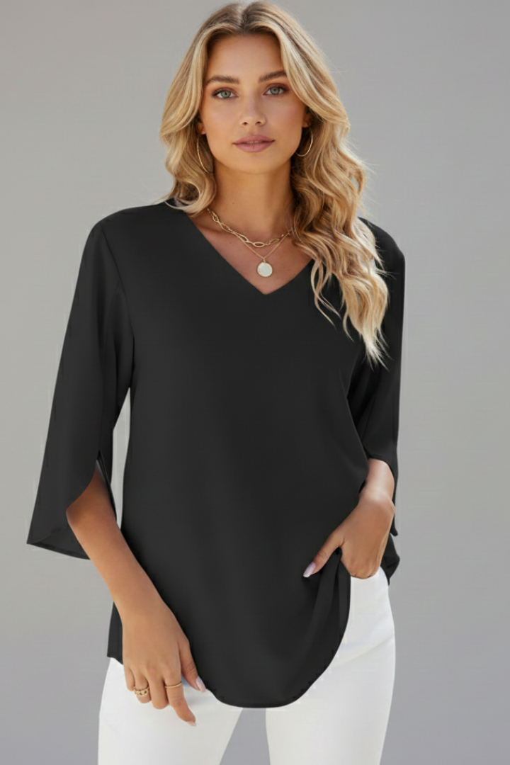 Mette | Women's Blouse | V-Neck Short Sleeves